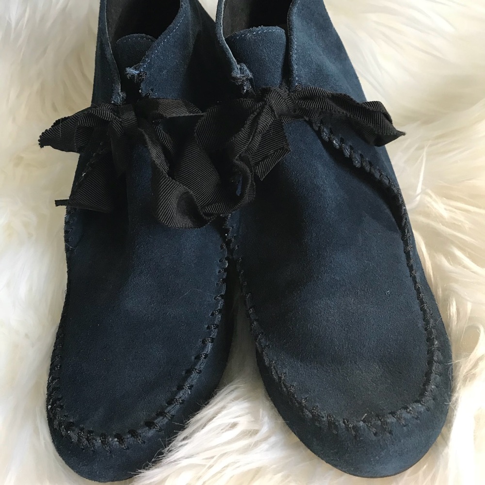 Lucky Penny suede Booties for Anthropologie.